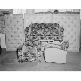 Genoa lounge display at Platz and Herbert, Lounge Suite Specialists, 219 Brisbane Street, Ipswich, 1957