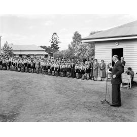 Scout Headquarters, opening ceremony, in Outridge Street, Ipswich, 1956.
