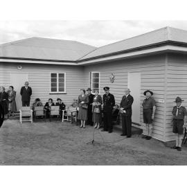 Scout Headquarters, opening ceremony, in Outridge Street, Ipswich, 1956.