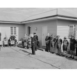 Scout Headquarters, opening ceremony, in Outridge Street, Ipswich, 1956.