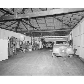 Interior of Peter Whitehead Garage, East Street, Ipswich, 1956
