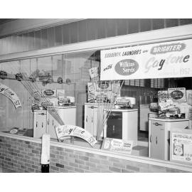 R T Edwards & Sons window display of Wilkins Servis washing machines, Ipswich, 1957