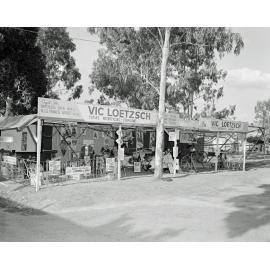 Vic Loetzsch Cycles, Motorcycles & Chainsaws display at the Ipswich Show, Ipswich, 1958