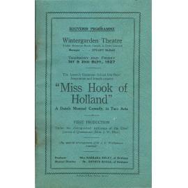 Souvenir programme of "Miss Hook of Holland:  A Dutch Musical Comedy, in Two Acts", performed at the Wintergarden Theatre, Ipswich, 1st & 2nd September 1927