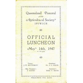 Official Luncheon Queensland Pastoral and Agicultural Society, Ipswich, 1947