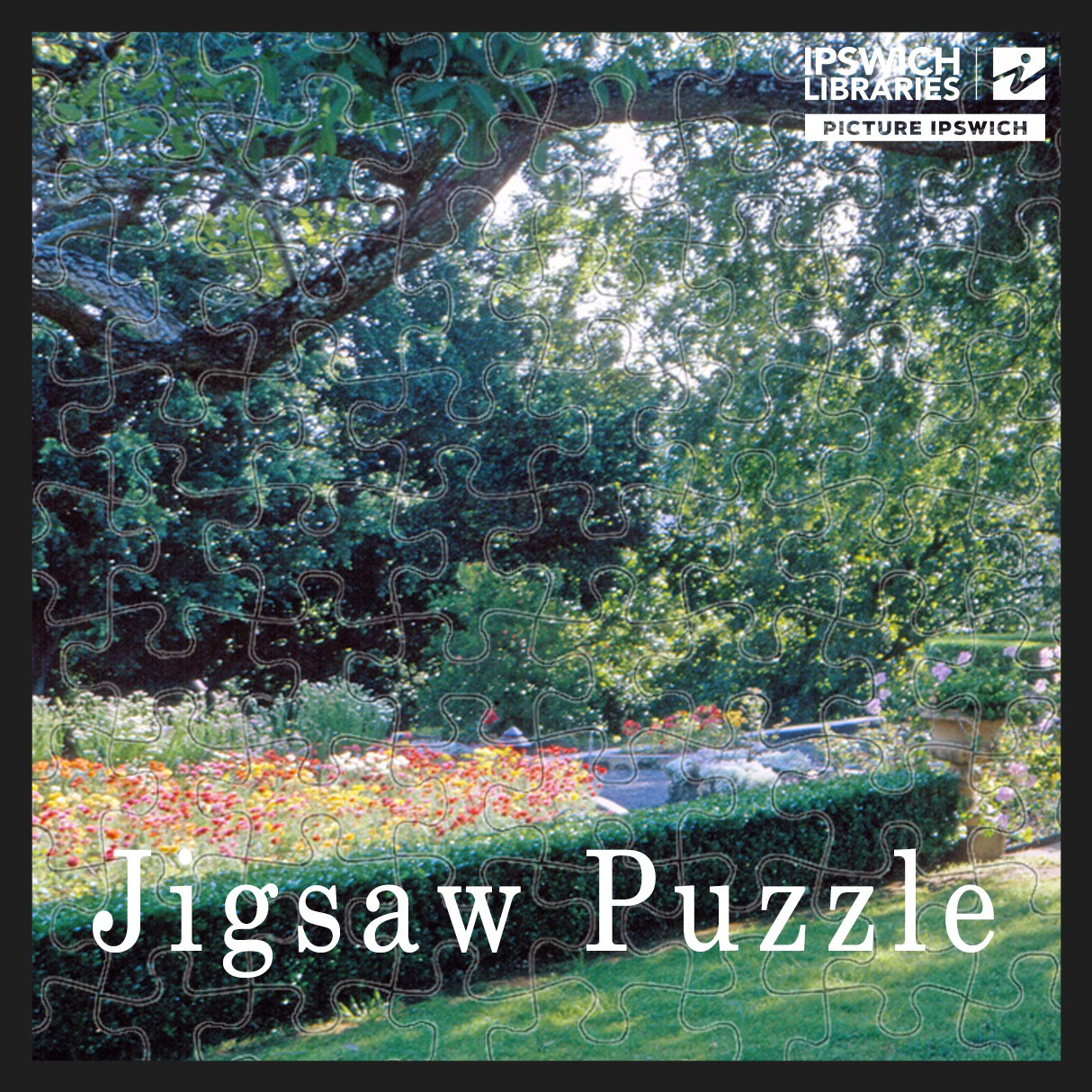 Gardens beside the Greenhouse in Queens Park, Ipswich, 1969 (Jigsaw Puzzle)