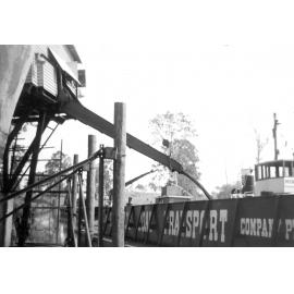 New loading facility, discharging into barge at Westfalen Mine No. 2, Dinmore, Ipswich, 1953