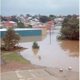 McMahon's Soft Drink factory, Ipswich, during flooding in January 1974