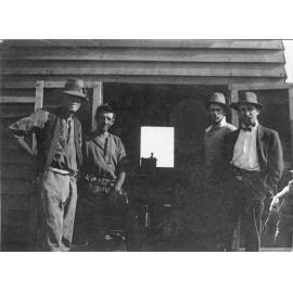 Workers in the haulage hut at the Klondyke Colliery, North Ipswich, c.1928