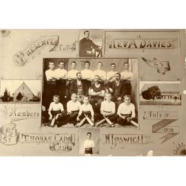 Postcard presented to Rev Alfred Davies, St Thomas' Anglican Church from Boy's Club, North Ipswich, 1898