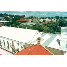 View up Limestone Street, looking west, from Post Office tower, Ipswich c.1988