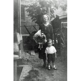Mrs Marsh at back of cafe in Bell Street, Ipswich, 1946
