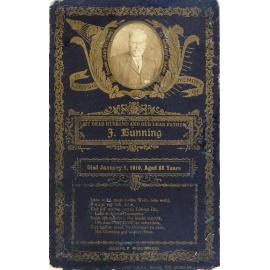 Remembrance card for Jocham Bunning who died in Marburg, Ipswich, in 1910