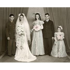 Unidentified Bridal party, with young flower girl, Ipswich, 1940