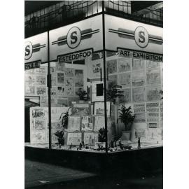 Window display at Smiths' Ipswich Newsagency for the Junior Eisteddfod Art Exhibition, Ipswich, 1954