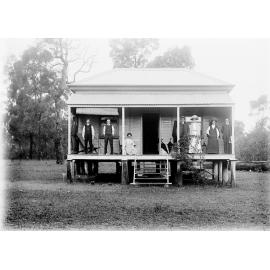 Haenke and Taylor Families, at holiday home Araluen, Woody Point, Redcliffe, 1900s.