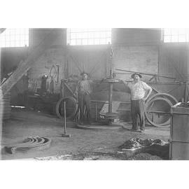 Interior of Wheel Shop at Ipswich Railway Workshops, Ipswich, 1910