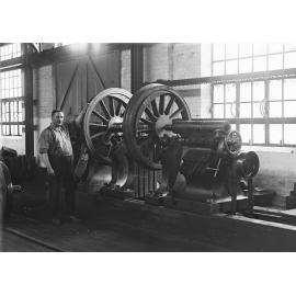Interior of Wheel Shop at Ipswich Railway Workshops, Ipswich, 1910