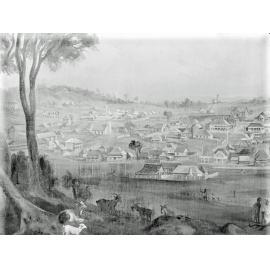 Image close-up of painting 'View of Ipswich from Limestone Hill', Ipswich, n.d.