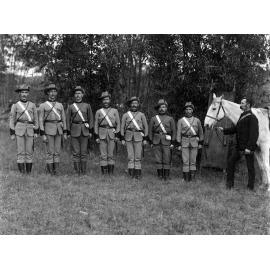 Volunteer stretcher bearers from the Queensland Mounted Infantry, Ipswich, c.1898