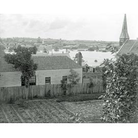 Flood waters from the North Australia Club, near 9 South Street, Ipswich, 1893