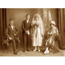 Formal wedding portrait of  bridal party, Ipswich, c.1920