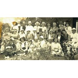 Group of unidentified people in fancy dress, Ipswich, 1918