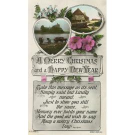 Christmas Card depicting European settings, sent to Trevis family at Blackstone from family at Silkstone, Ipswich, 1921