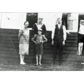 James Rupert Trevis, in uniform, with members of his family, Blackstone, Ipswich, 1927 - 1928