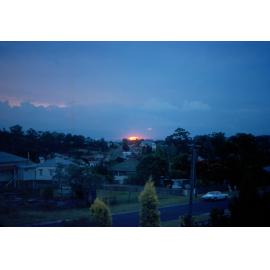 Sunset over Blackstone, looking south west from Alice Street, Blackstone, Ipswich 1978
