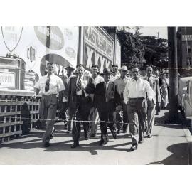 Men from Ipswich attending the Coal March, Brisbane 1957