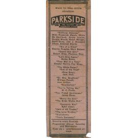 Parkside Picture Theatre, Brisbane Street, handout, Ipswich, 1936