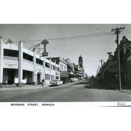 Brisbane and East Streets intersection, looking west along Brisbane Street, Ipswich, early 1950s