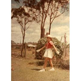 Member of the Flamingos Marching Girls Team, Ipswich, ca 1956
