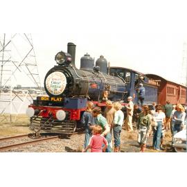 Queensland Pioneer Steam Railway locomotive in the Ipswich Colour Festival, Ipswich, 1979