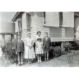 Hancock family in front of home at Edmund Street, Marburg, Ipswich, early 1950s