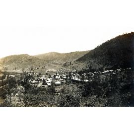 View over Somerset Dam region of Kilcoy, during construction, 1953