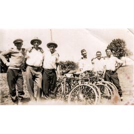 Group of young men with their bikes, Ipswich, early 1920s