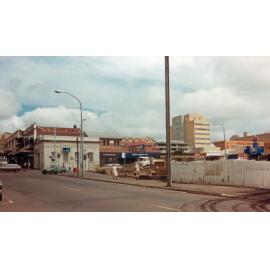 Corner of Brisbane and East Streets after demolition of Grande Hotel, Ipswich, 1984