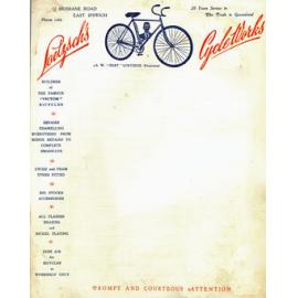 Letterhead from business 'Loetzsch's Cycle Works, of A W Loetzsch, East Ipswich, c.1935