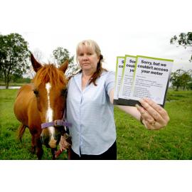 Kathy Plews with her horse, Ipswich, January 2008 