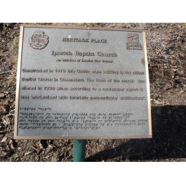 Historical Marker, Ipswich Baptist Church, Brisbane Street No 188, Ipswich