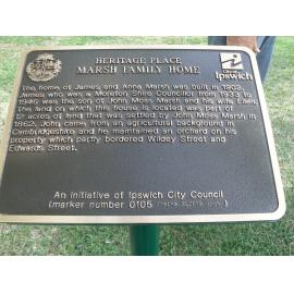 Historical Marker, Marsh Family Home, Wildey Street No 185, Raceview