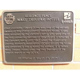 Historical Marker, Mary Tregear Hostel, Limestone Street No 84, Ipswich