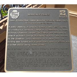 Historical Marker, Queen Victoria Diamond Jubilee Memorial Technical College