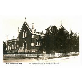 St Paul's Anglican Church, postcard, Ipswich, 1930s
