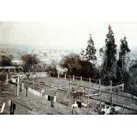 Ipswich Girls' Grammar School vegetable gardens and washing lines looking from 4-5 dormitory, c. 1947