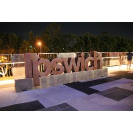 Ipswich sign at Christmas in Ipswich: St Nicholas Precinct, Nicholas Street Precinct & Tulmur Place, Ipswich, 2021