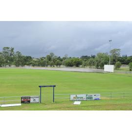 Flood waters encroaching on Keith Sternberg Oval, North Ipswich, January 2013 