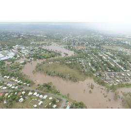 Bremer River in flood, One Mile and West Ipswich, 28th January 2013